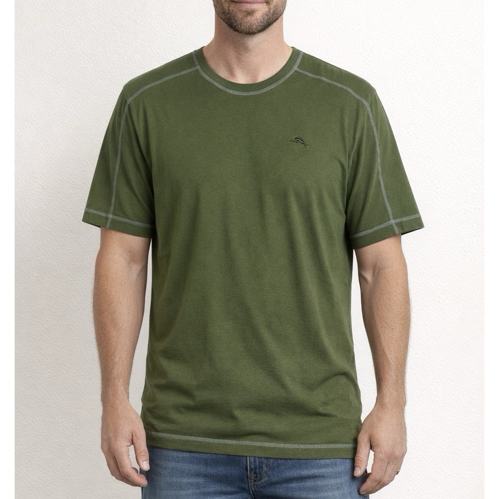 Tommy Bahama Mens's XL Crew Neck Shirt Short Sleeve Green
